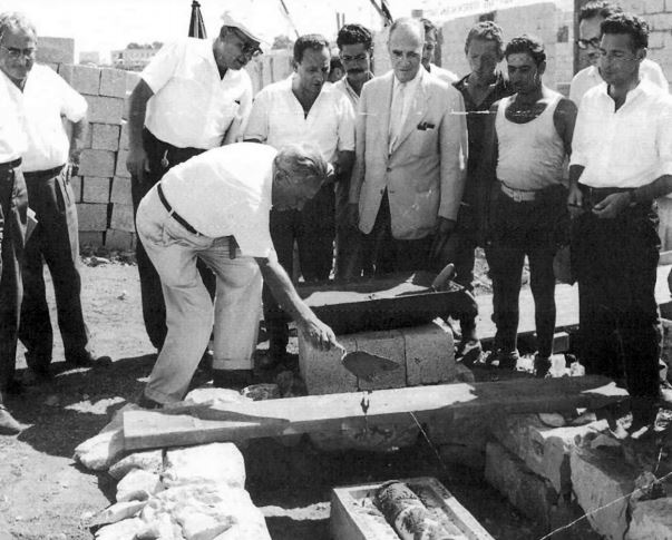 Dan Carmel hotel cornerstone laying in 1961