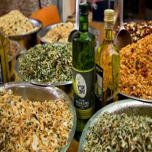 A selection of spices in Mahane Yehuda market in Jerusalem